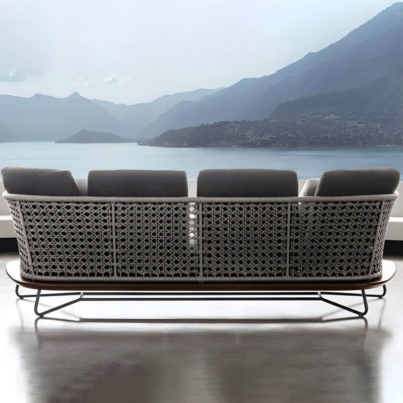 "Modern Black Metal Modular Design Sofa with Waterproof Cushions - 3-Seater Sofa"