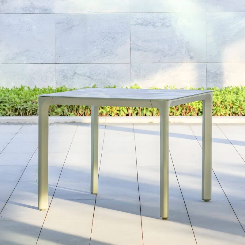 "Contemporary Glass Dining Table Set with 2/4 Woven Chairs in Green - Table 35"L x 35"W x 29"H Zero"