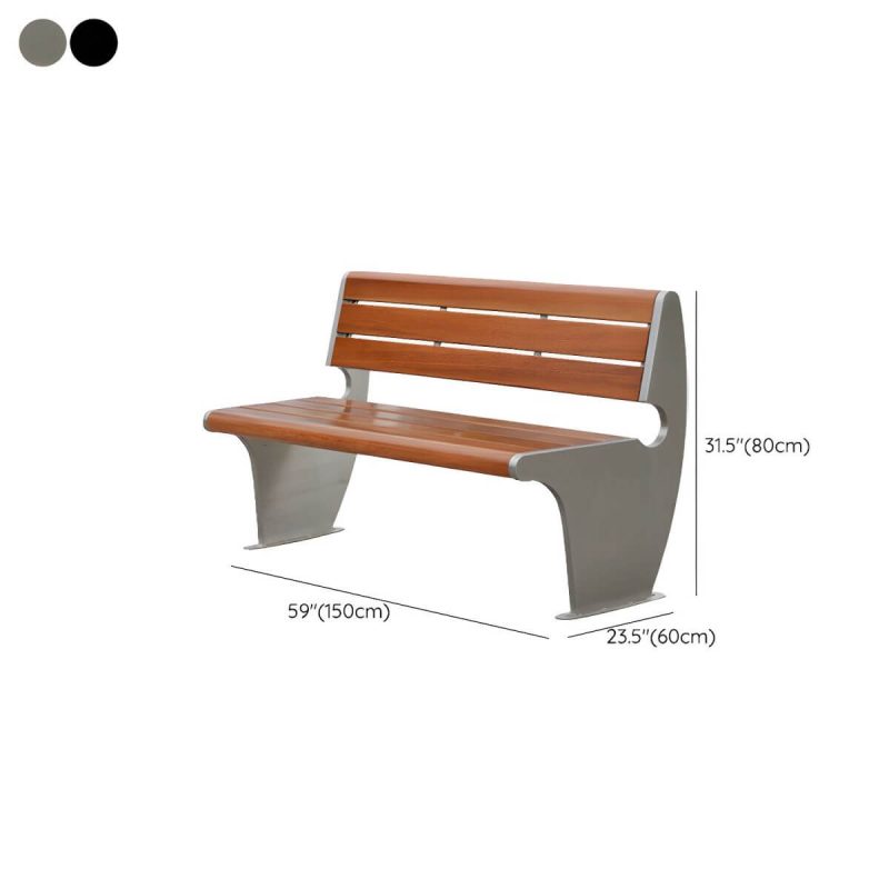 "Dimension of Modern Metal Park Bench with Mildew Resistant Steel Seating, Brown Color, and Long Seat Length - Black 150 x 60 x 80 cm"