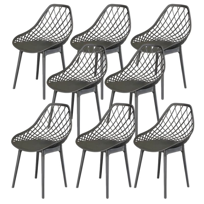 "Stacking Dining Armchair Contemporary Plastic Patio Arm Chair - 16.5"L x 16.5"W x 32.7"H 8 Piece Set"