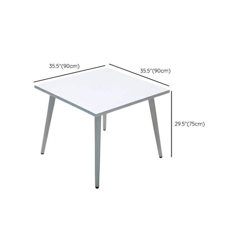 "Dimension of Elegant Weatherproof White Metal Patio Dining Set with Stackable Chairs - Table & Chair(s) 35"L x 35"W x 30"H 4"