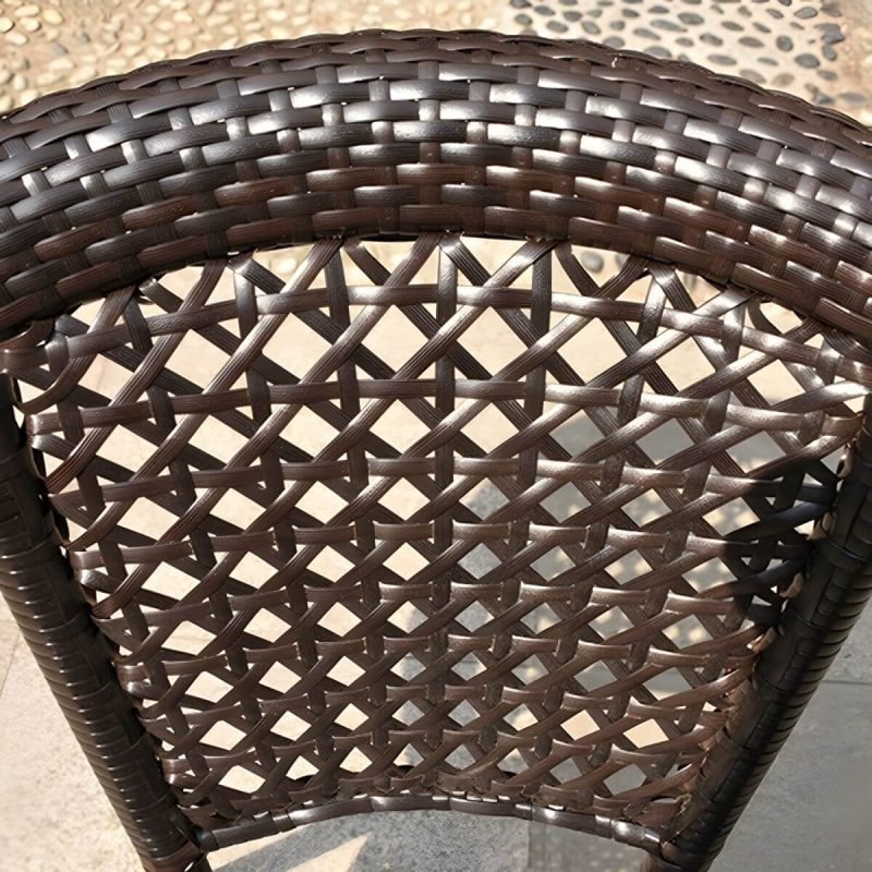 "Modern Stackable Arm Chair with Black Wicker Frame and Back for Outdoor Dining - 4 Piece Set"