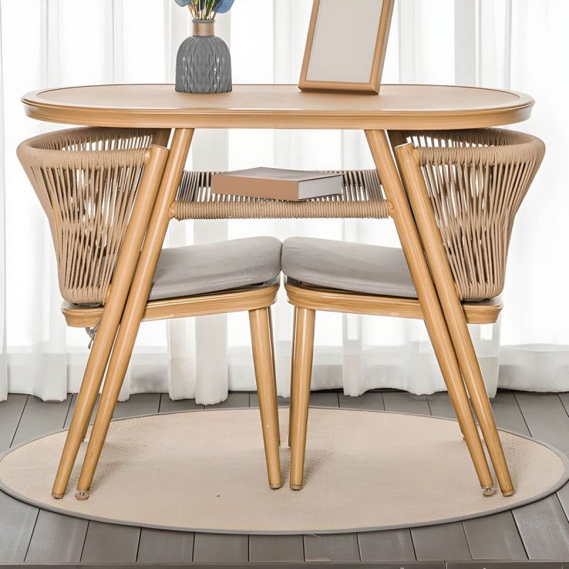 "Contemporary Wood Dining Table Set with 4 Legs Chairs for Courtyard - Table & Chair(s) 47"L x 22"W x 29.5"H 2 Walnut"