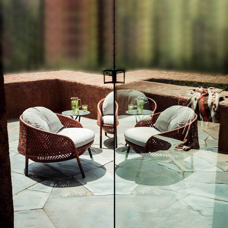 "Metal Frame Symmetrical Contemporary Patio Sofa with Pillow Cushions - White 31"L x 33"W x 31"H"