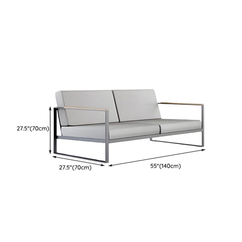 "Dimension of Black Metal Patio Sofa Symmetrical with Cushions for Outdoor - 2-Seater Sofa"
