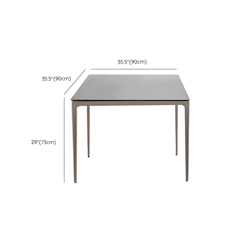 "Dimension of Contemporary Scratch Resistant Balcony Table 4 Legs for Outdoor - Table Only 35.4"L x 35.4"W x 28.7"H Rock Beam"