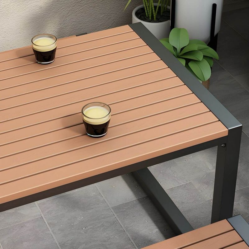 "Industrial Style Wooden Dining Table in Medium Wood Color - Non-Foldable - Table Only 47.2"L x 23.6"W x 29.5"H White"
