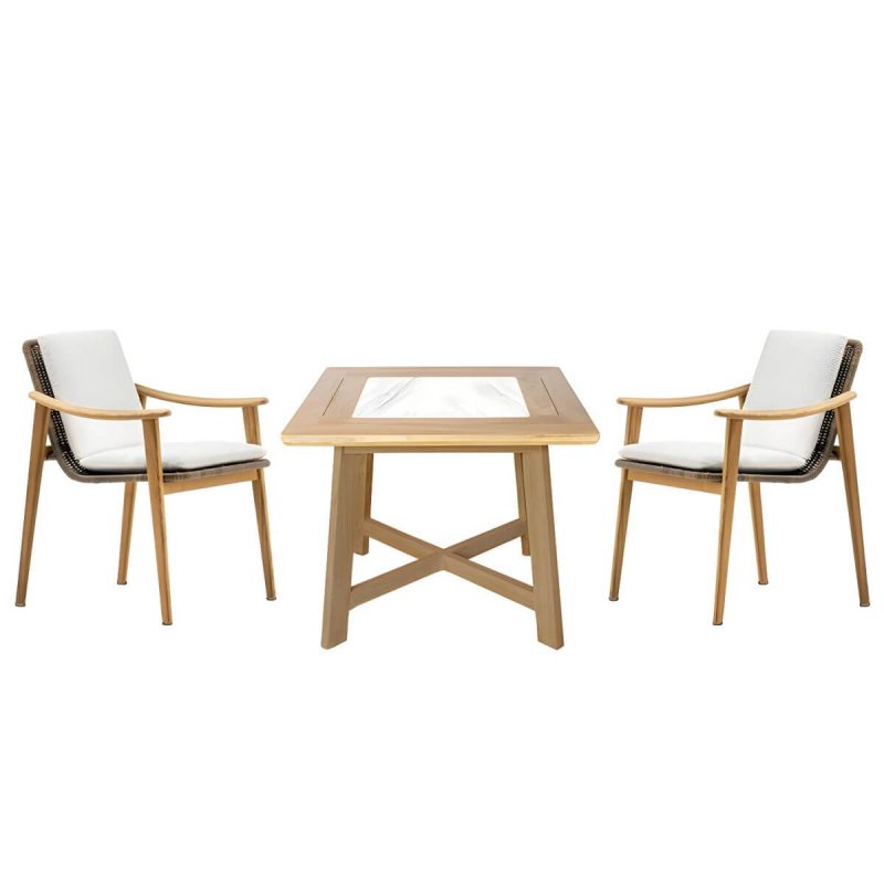 "Boho 1/5/6 Pieces Dining Wooden Set Rectangle Wood Dining Table Set - White Chair(s) Not Available 1"