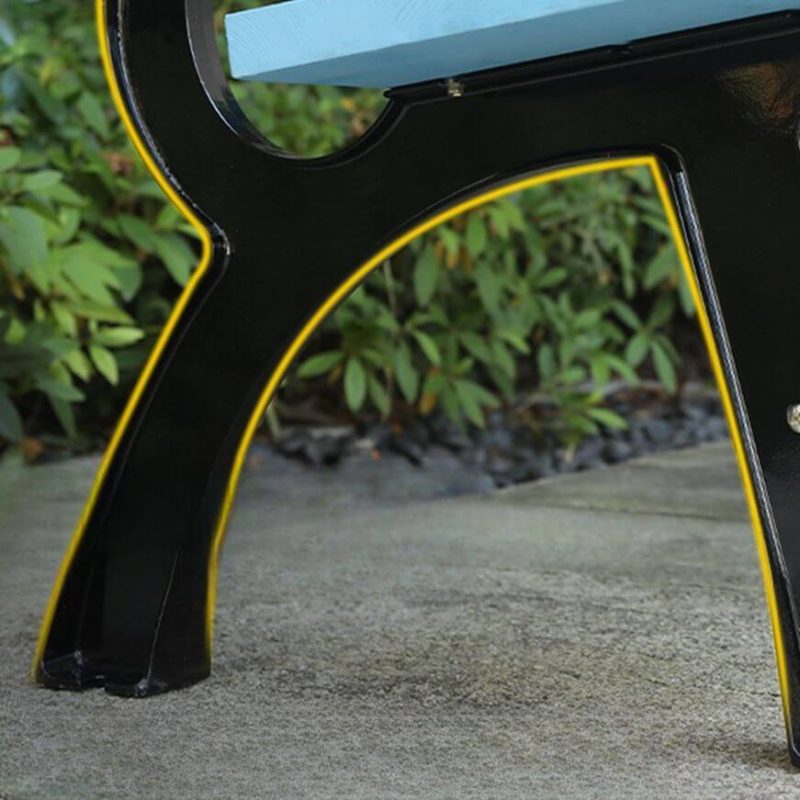 "Modish Garden Bench with Cerulean/Sepia/Natural Finish Lumber Seating and Back - Airy Blue 47"L x 15"W x 29"H"