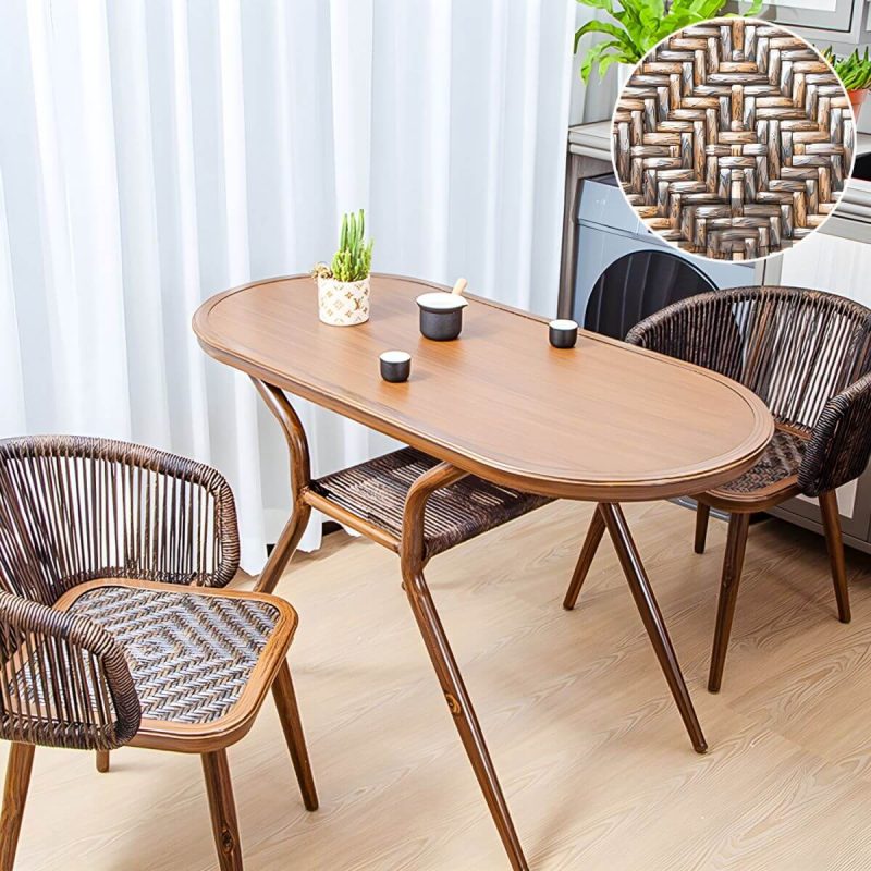 "Contemporary Wood Dining Table Set with 4 Legs Chairs for Courtyard - Table & Chair(s) 47"L x 22"W x 29.5"H 2 Walnut"