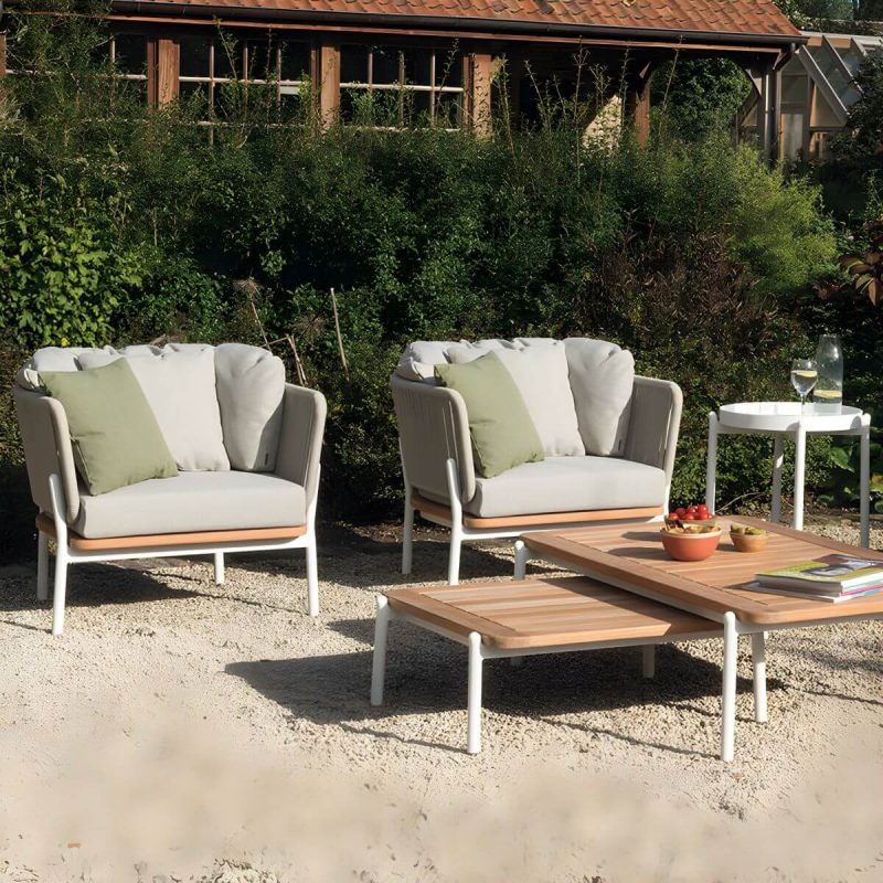 "Contemporary Tropical with Cushions Patio Sofa Water Resistant Outdoor Patio Sofa - White 29.5"L x 29.5"W x 26"H"