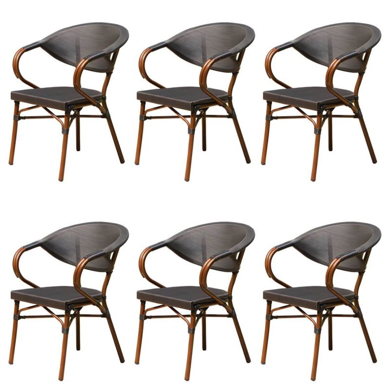 "Modern Style Steel Frame UV and Water Protective Outdoor Dining Chair - 22"L x 22"W x 32"H 6 Piece Set"