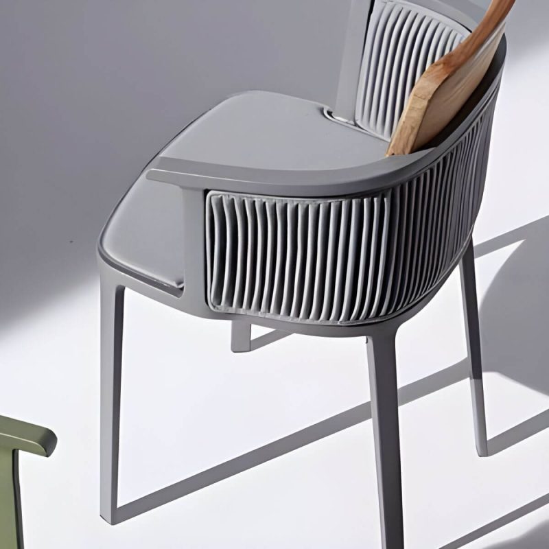 "Modern Metal Non-Swivel Arm Chair Cushions Not Included Single Patio Dining Chair - Smoke Gray 0.07" Aluminium Tube"