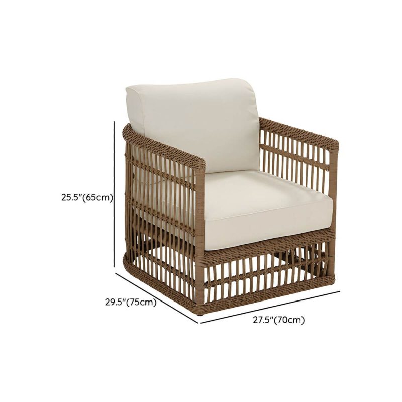 "Dimension of Modern White Upholstered Wicker/Rattan Sofa with Waterproof Cushions and Pillows - Low Back Sofa"