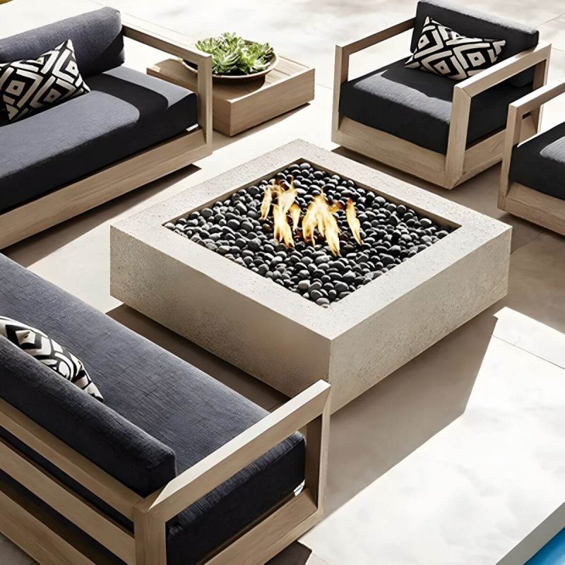 "Wood Rectangular Contemporary Patio Sofa with Cushions for Outdoor - Right Armrest Double Seat"