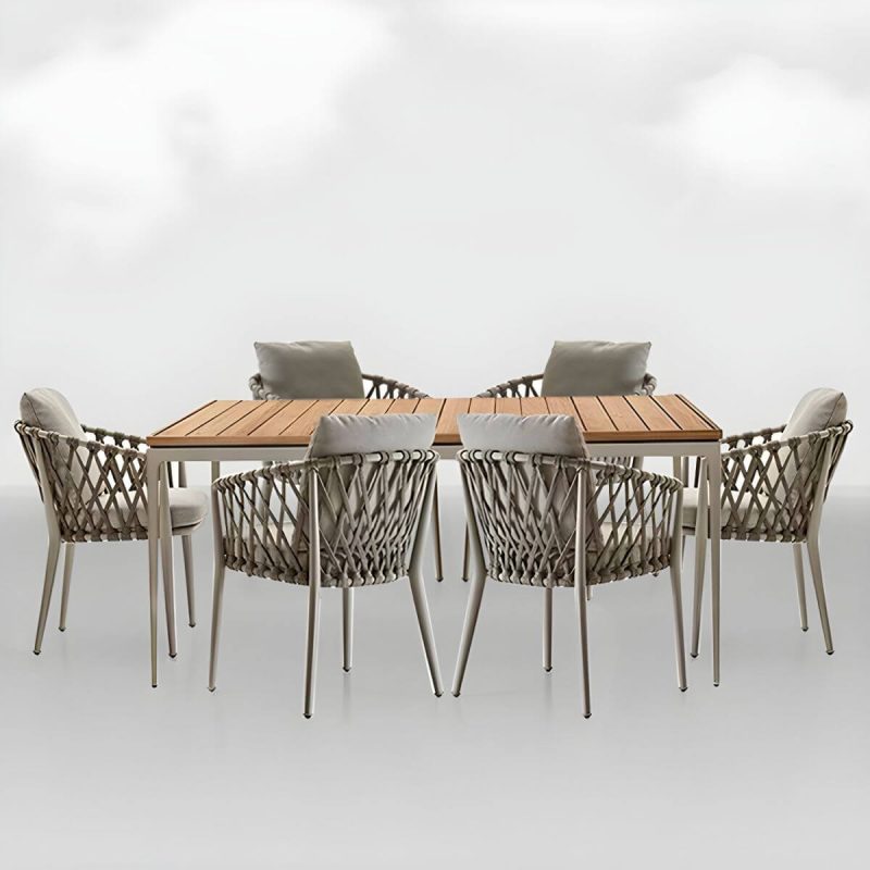 "Modern Dining Side Chair Aluminum Outdoor Bistro Chairs with Arm - Grey 8 Piece Set"