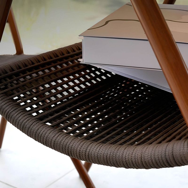 "Contemporary Table Furniture Set with 2 Woven Chair for Courtyard - Table & Chair(s) 2 Glass"