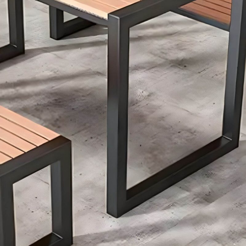 "Modern Wood Patio Dining Table without Umbrella Hole in Natural Finish - Durable and Stylish - Table Only 55.1"L x 27.6"W x 29.5"H Black"