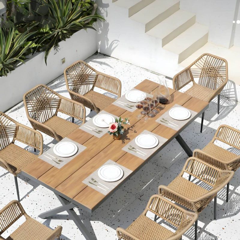 "Modern Metal Patio Table without Umbrella Hole - Black Frame, Non-extendable - Table Only 35.4"L x 35.4"W x 28.7"H"