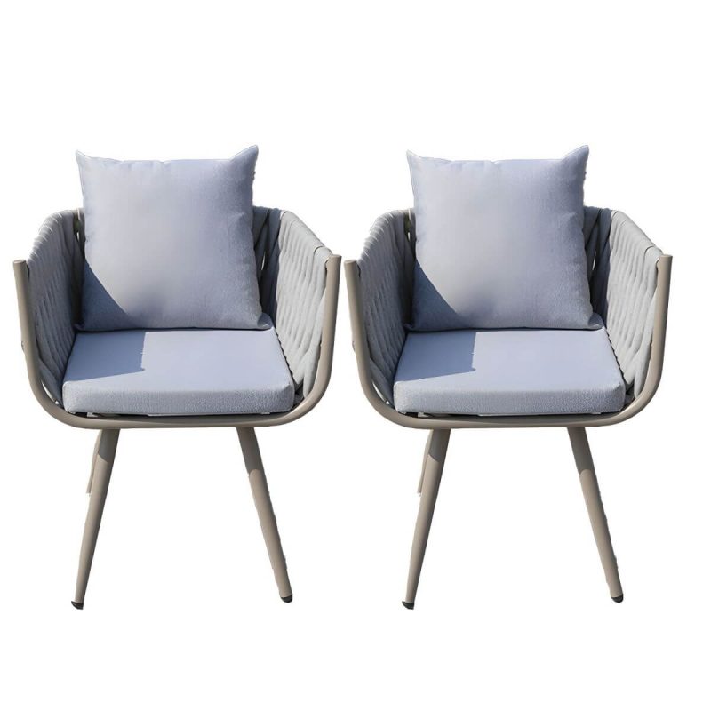 "Tropical Washable Cushion Side Chair Gray Dining Side Chair with Arm - 2 Piece Set"
