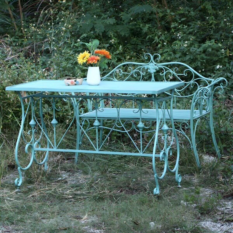 "Modern Green Waterproof Courtyard Table Iron Rectangle Outdoor Table - Table Only"