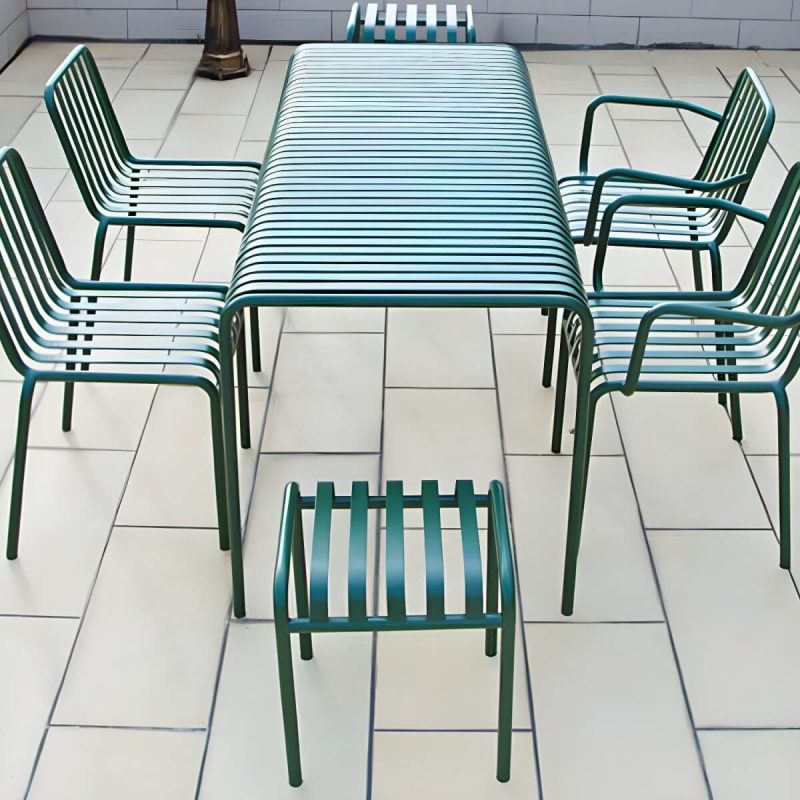 "Green Modern Metal Dining Table for Outdoor Patio with No Distressing - Table Only 31.5"L x 31.5"W x 29.5"H"