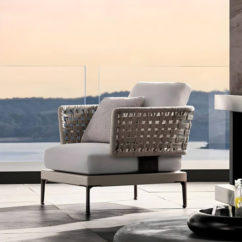 "Metal Patio Sofa Water Resistant and UV Resistant Outdoor Patio Sofa - Single Corner Sofa"