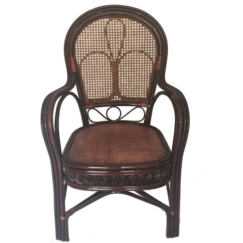 "Traditional 40.55" Height Solid Color Rattan Outdoor Dining Armchair - Brown 1 Piece"