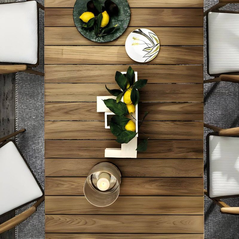 "Boho 1/5/6 Pieces Dining Wooden Set Rectangle Wood Dining Table Set - Blue Chair(s) Not Available 1"