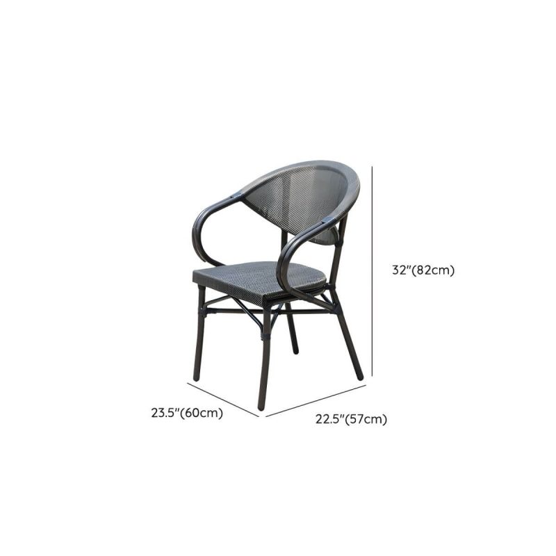"Dimension of Modern Style Steel Frame UV and Water Protective Outdoor Dining Chair - 24"L x 22"W x 32"H 2 Piece Set"