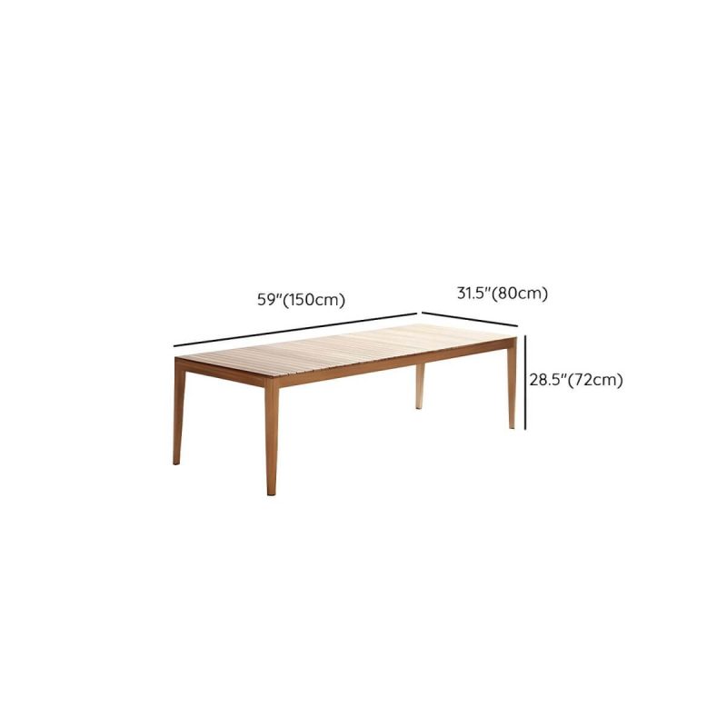 "Dimension of Modern Brown Patio Dining Table without Umbrella Hole and Non-Foldable Design - Table Only 59"L x 31.5"W x 28"H Rectangular"