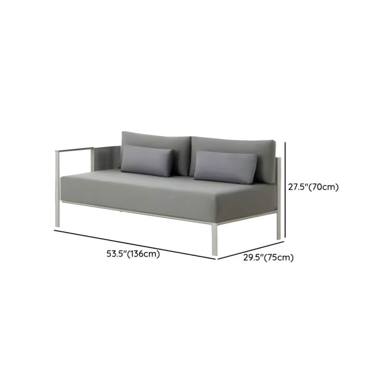 "Dimension of Gray Upholstered Metal Frame Modern Sofa with Removable Cushions - 2-Seater Corner Sofa"