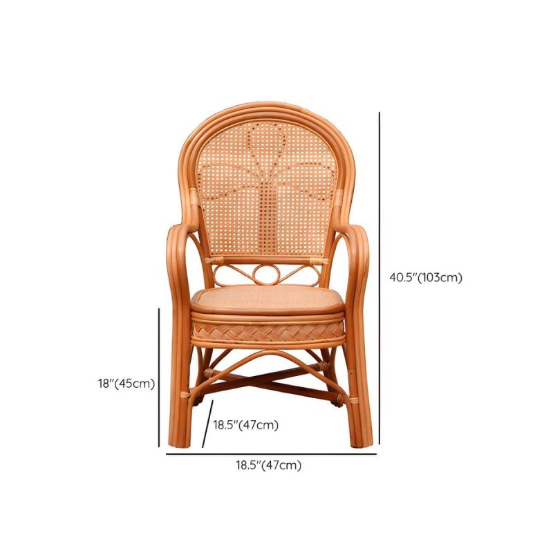 "Dimension of Traditional 40.55" Height Solid Color Rattan Outdoor Dining Armchair - Orange 1 Piece"