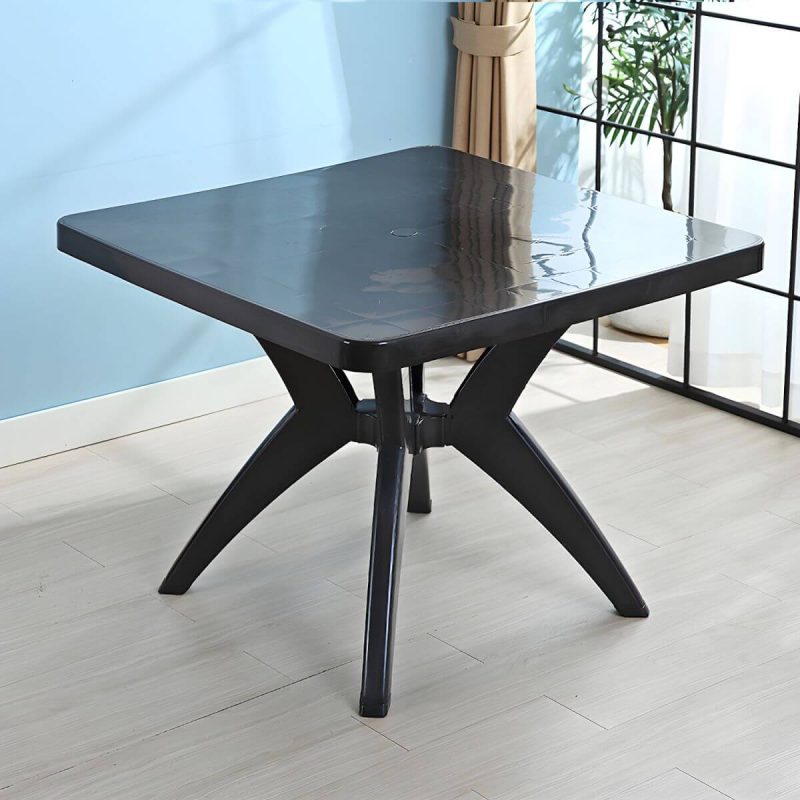 "Plastic Garden Table Modern Simple Household Food Stall Dining Table - Black Square Table Only"