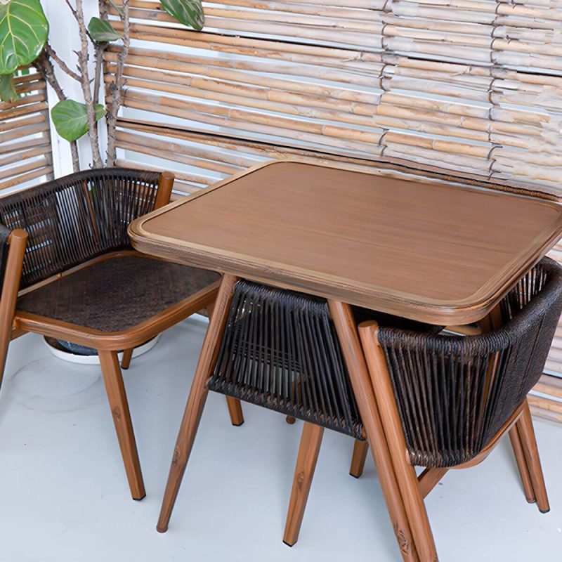"Contemporary Wood Dining Table Set with 4 Legs Chairs for Courtyard - Table & Chair(s) 31"L x 25"W x 30"H 2 Walnut"