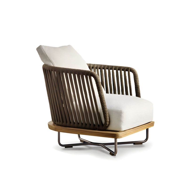 "Tropical Patio Sofa Wood With Cushions Beige Fabric Water Resistant Outdoor Patio Sofa - 63"L x 31"W x 32"H"