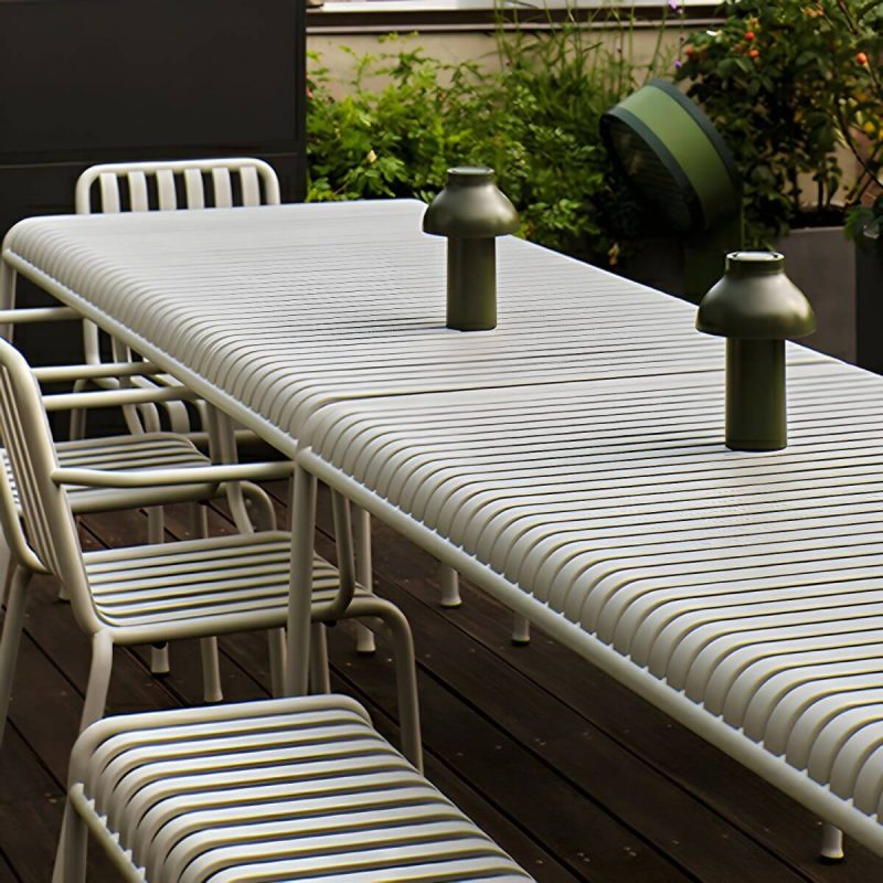 "Grey Metal Patio Table Contemporary Style Water Resistant for Outdoors - Table Only 23.6"L x 23.6"W x 29.5"H Square"