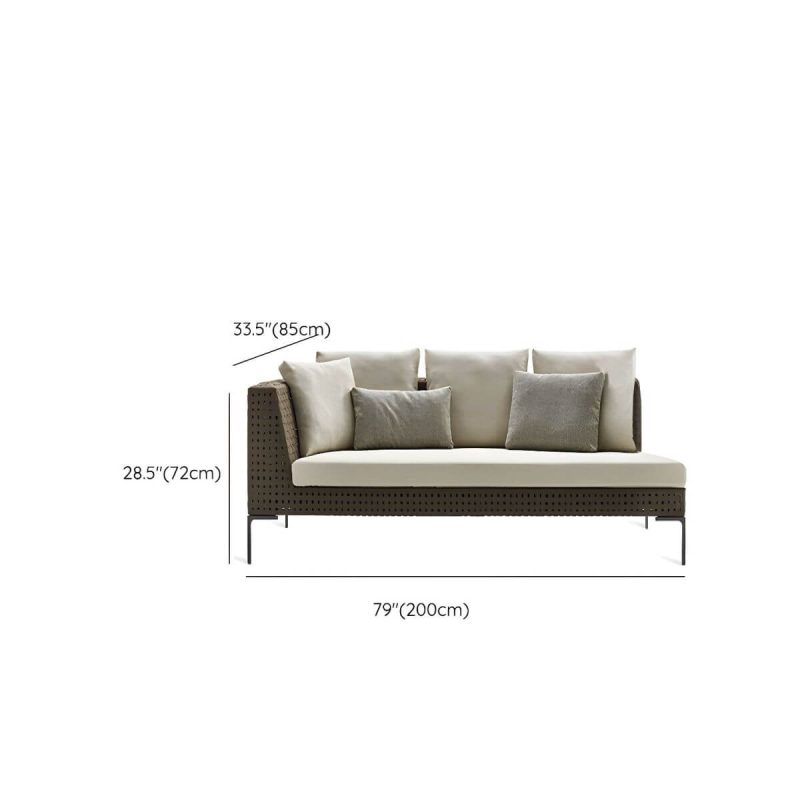 "Dimension of Elegant Metal Framed White Upholstered Modern Sofa with Cushions - 3-Seater Left Corner Sofa"