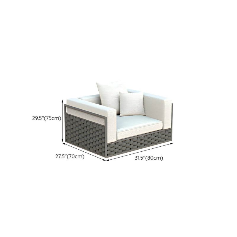 "Dimension of French Country Style Outdoor Sofa Tuxedo Arm Loveseat in Grey - 31.5"L x 27.6"W x 29.5"H"