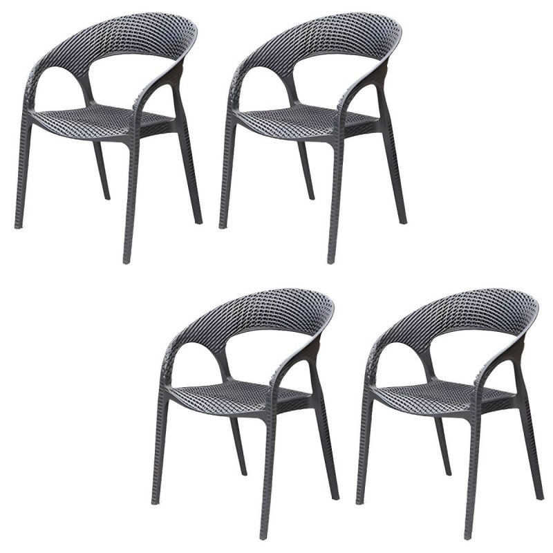 "Stacking Dining Armchair Contemporary Plastic Patio Arm Chair - 22"L x 21"W x 33"H 4 Piece Set"