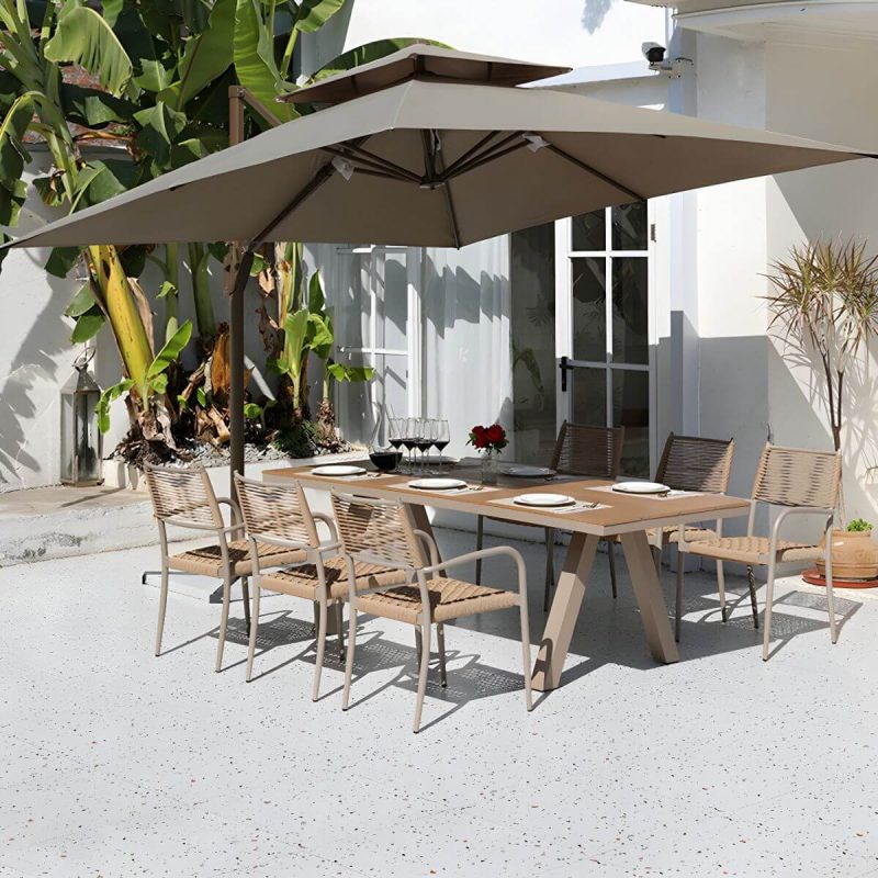 "Aluminum Outdoor Chair Contemporary Arm Chair Outdoor Bistro Chair - Sling 4 Piece Set"