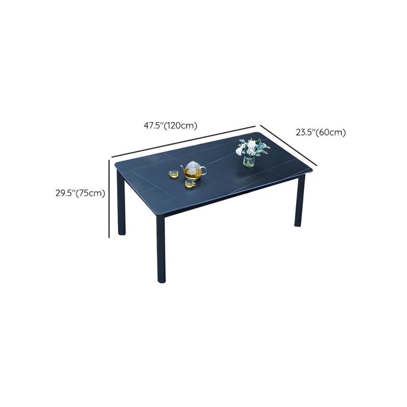 "Dimension of Metal and Slate Patio Table Industrial Wind Room Outdoor Patio Dining Table - 47.2"L x 23.6"W x 29.5"H Table Only"