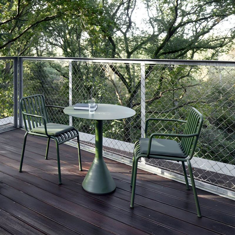 "Modern Metal Outdoor Bistro Chairs Open Back Dining Chairs in Green - 25"L x 26"W x 31"H 8 Piece Set"