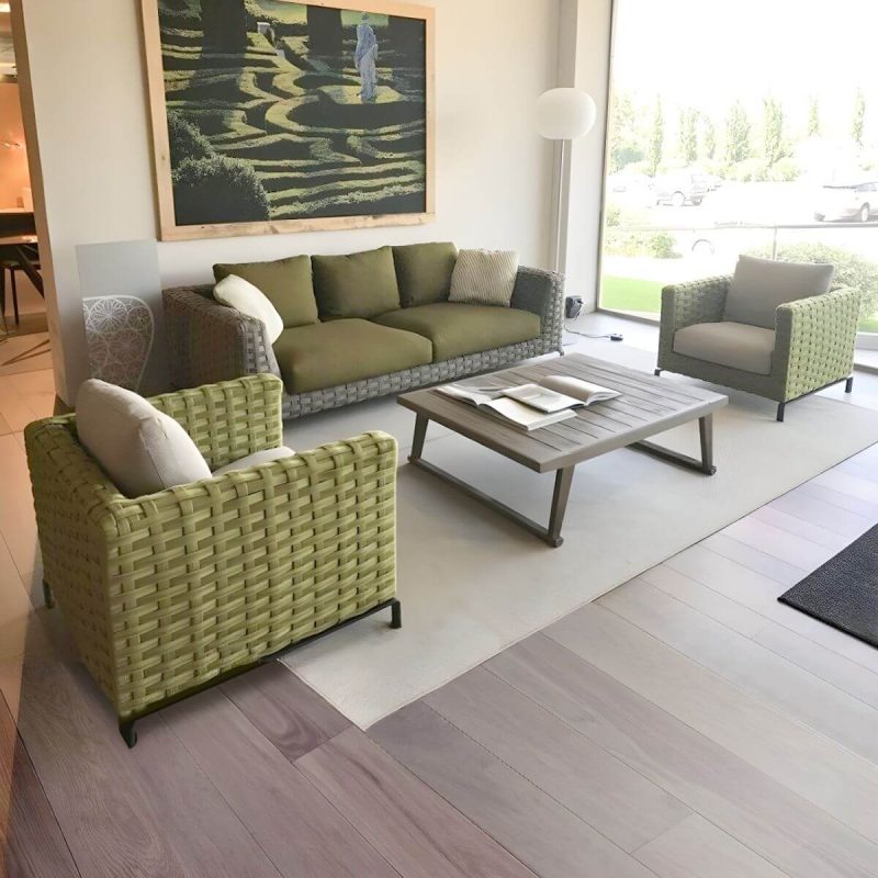 "Contemporary Water Resistant Symmetrical Patio Sofa with Cushions for Outdoor - 3-Seater Corner Sofa"