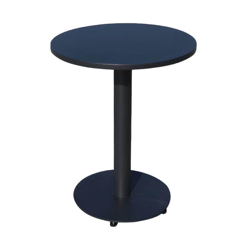 "Modern Geometric Waterproof Courtyard Table Metal Base Outdoor Table - Table Only Round Black 23.6"L x 23.6"W x 28.5"H"