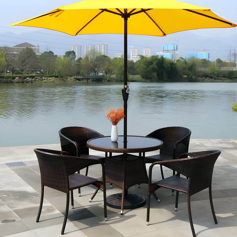 "Industrial Rattan Bistro Table Outdoor Metal Frame Patio Table - Table Only 59"L x 35"W x 29"H Rectangular"