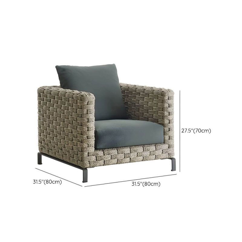 "Dimension of Contemporary Water Resistant Symmetrical Patio Sofa with Cushions for Outdoor - 1-Seater Sofa"