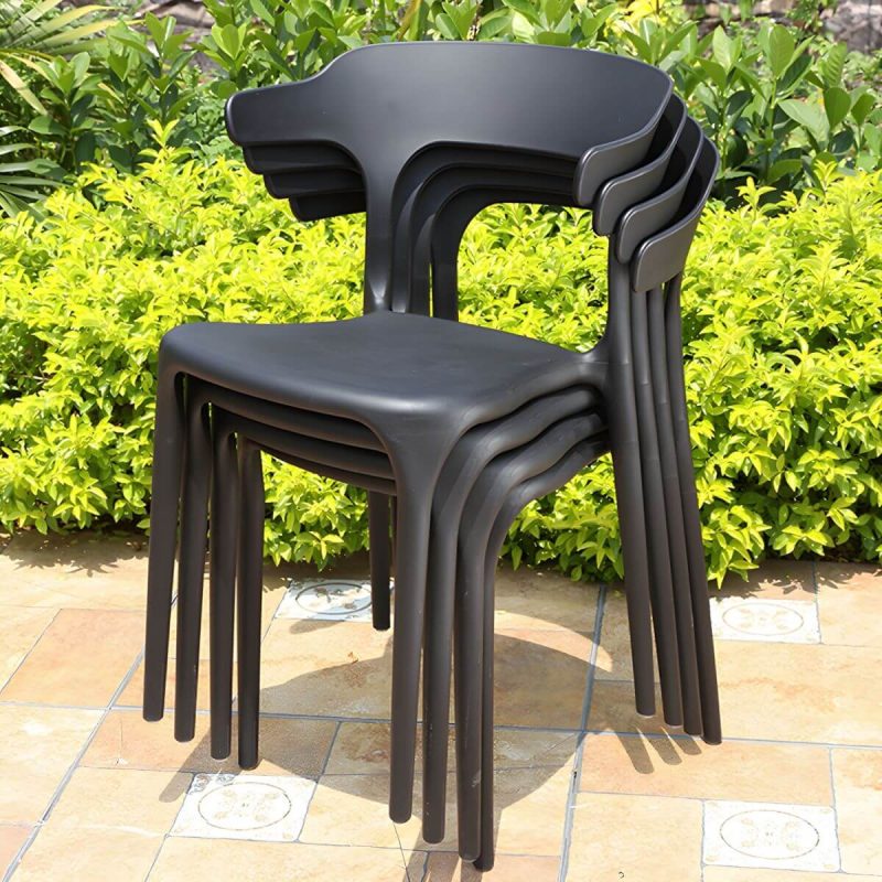 "Stacking Dining Armchair Contemporary Plastic Patio Arm Chair - 15"L x 20"W x 31"H 2 Piece Set"