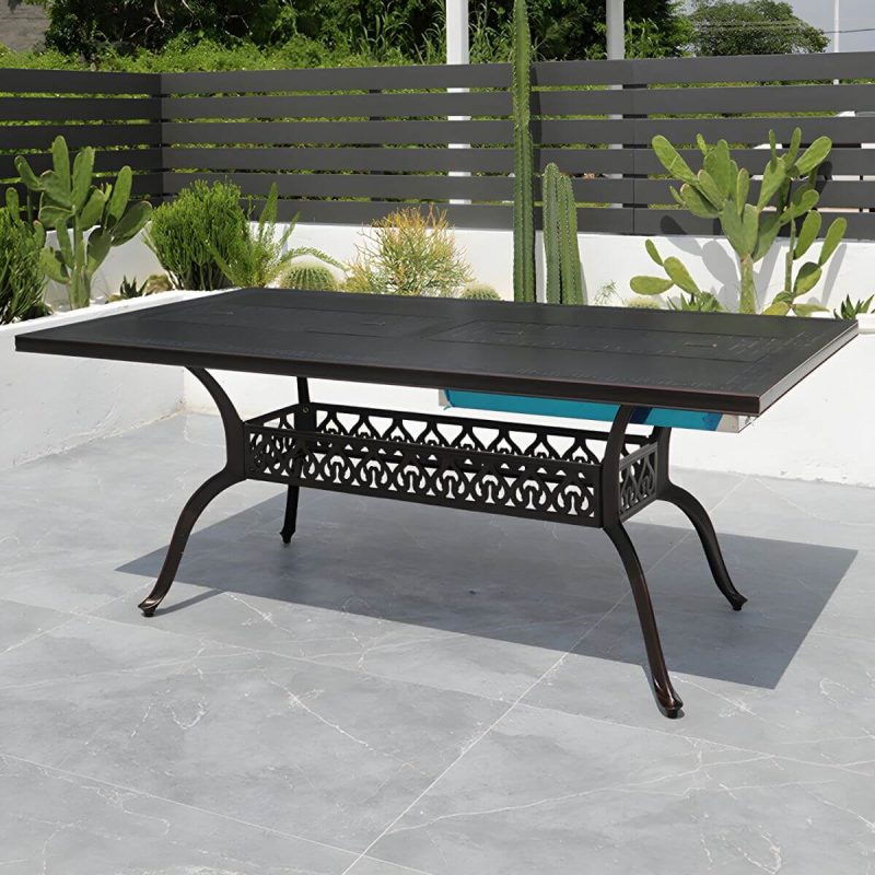 "Modern Aluminium Waterproof Courtyard Table Geometric Outdoor Table - Table Only 35.4"L x 35.4"W x 28.7"H"