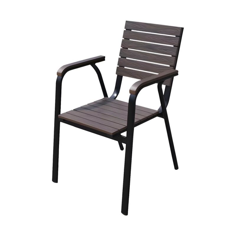 "Traditional Dining Armchair Open Back Outdoors Dining Chairs in Brown - 22"L x 22"W x 33"H 2 Piece Set"